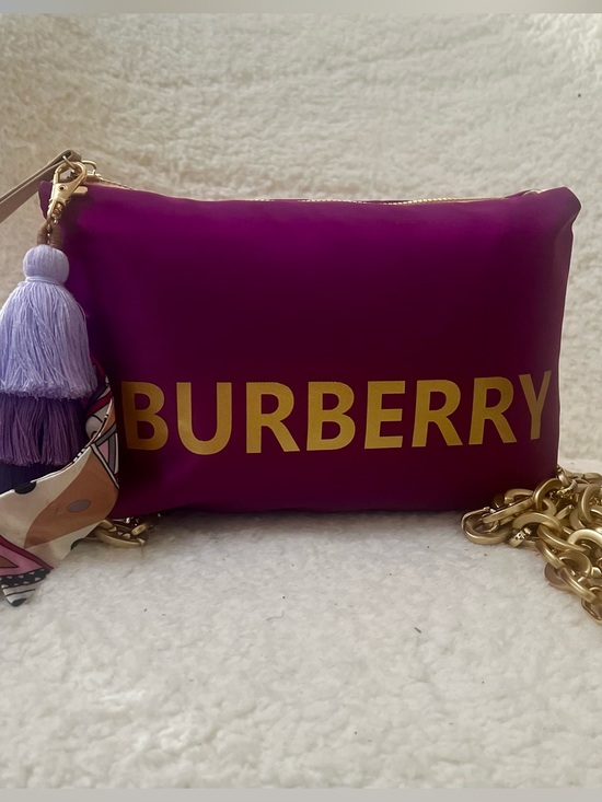Burberry Handbags - Rare Burberry Upcycled Plum Beauty Bag to Crossbody Purse